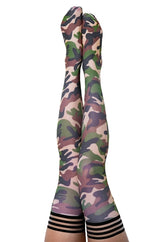 Kixies Alex Camo Thigh High Stockings Size C with No Slip Grip Hosiery